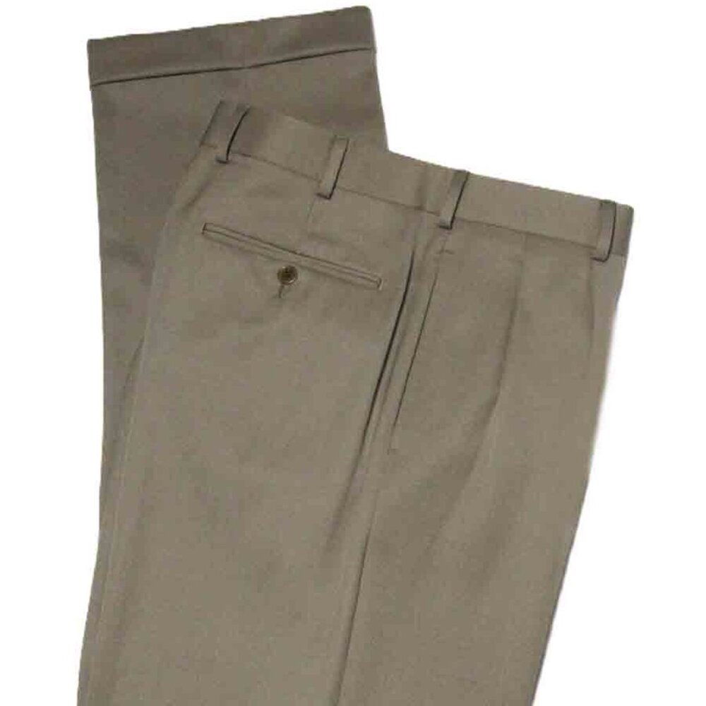NWOT Brooks Brothers Madison Wool Pleated Dress Pants Khaki ACTUAL Size 35 X 30